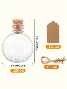 5/10Pcs Spherical Plastic Potion Bottles Ball Shape Round Bottles Sand Art Bottles With Corks And Christmas Cocktail Ornament Balls For DIY Crafts Birthday Wedding Party Favor Gift - Multicolor - View 4