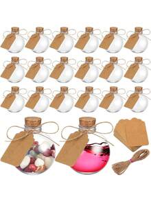 5/10Pcs Spherical Plastic Potion Bottles Ball Shape Round Bottles Sand Art Bottles With Corks And Christmas Cocktail Ornament Balls For DIY Crafts Birthday Wedding Party Favor Gift - Multicolor - View 2