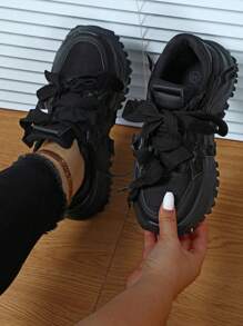 Zapatos deportivos para mujer con diseño, para uso diario, fitness, viajes, estilo de zapatos gruesos, punta redonda, bajo empeine, bloques de color, versátil, regalo para festivales