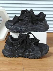 Zapatos deportivos para mujer con diseño, para uso diario, fitness, viajes, estilo de zapatos gruesos, punta redonda, bajo empeine, bloques de color, versátil, regalo para festivales