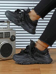 Zapatos deportivos para mujer con diseño, para uso diario, fitness, viajes, estilo de zapatos gruesos, punta redonda, bajo empeine, bloques de color, versátil, regalo para festivales