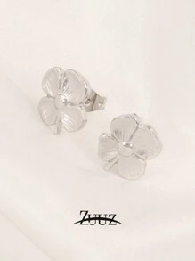 1 对复古不锈钢四叶草耳钉女士三叶草耳环派对生日珠宝礼物 - 耳環 - 查看 8