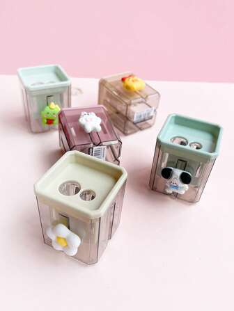 2 件迷你可爱卷笔刀铅笔小可爱卡通熊兔子文具铅笔刀便携式双孔铅笔刀小型便携式儿童铅笔刀学生学校用品、学校用品、返校