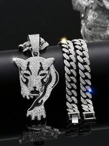 1 chiếc vòng cổ Miami Chain Leopard Charm làm quà tặng theo phong cách Punk - báo - Xem 2