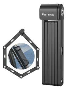 1 件 WEST BIKING 自行车折叠锁防盗钥匙锁，适用于山地车和电动自行车