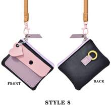 1pc Women's Cute Solid Heart-Shaped Chain Pendant PU Leather Colorblock Multi-Function Halter Pouch Zipper Card & Key Holder For Daily Travel Gift For Women Wallet Mini Wallet Purse Wallet Coin Wallet - Multicolor - View 13