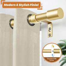 1pc Long Curtain Rods, Adjustable Splicing Window Curtains Rod, 3/4 Drapery Rods For Windows, Decorative Single Rod With Modern Cap Finial, Available 32" - 144" Inches, Black/Bronze/Gold/Silver - Gold - View 6