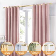 1pc Long Curtain Rods, Adjustable Splicing Window Curtains Rod, 3/4 Drapery Rods For Windows, Decorative Single Rod With Modern Cap Finial, Available 32" - 144" Inches, Black/Bronze/Gold/Silver - Gold - View 7