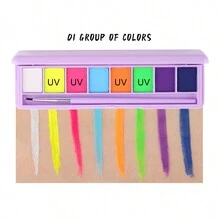 QIBEST 1pc 万圣节水溶性人体彩绘霜 ins 化妆品 UV 荧光八色眼影霜脸部彩绘板人体彩绘风格适合卡通、前卫、ins、节日艺术创意设计 - 彩色 - 查看 9