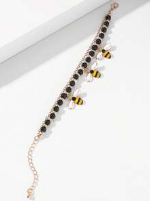 1 pieza Pulsera con dije de abeja, pulsera con dije de abejorro, joyería de abeja, joyería de abeja negra y dorada, pulsera con dije de insecto - Multicolor - Ver 3