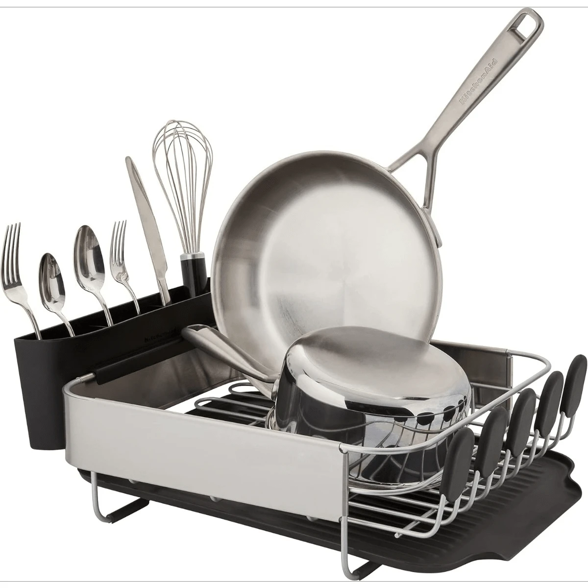 Compact Draining Rack Compact, Space Saving Rust Resistant Dish Rack With Removable Flatware ...