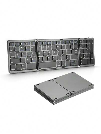 B089 Multi-Device Foldable Blue Tooth Keyboard With Numeric Keypad Rechargeable Wireless Keyboard (BT5.1 X 3) , Portable Pocket Folding Keyboard For Android Windows M OS