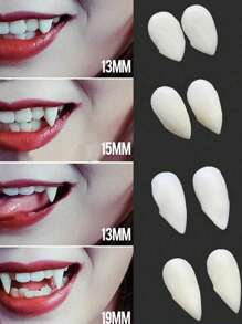 1 chiếc Nanh ma cà rồng, Răng giả thật với 3 kích cỡ, Đạo cụ Nanh răng ma cà rồng, Tiệc Halloween, Cosplay, Trang phục ma cà rồng dành cho người lớn, Đạo cụ nhập vai Phụ kiện trang phục ma cà rồng cho tiệc tùng và Cosplay, Gel răng rắn phù hợp, Giáng sinh - Nhiều màu - Xem 1