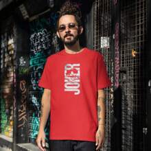 MALE T-SHIRT 100% COTTON T-SHIRT CASUAL STYLE JOKER PLAYER - Red - View 1