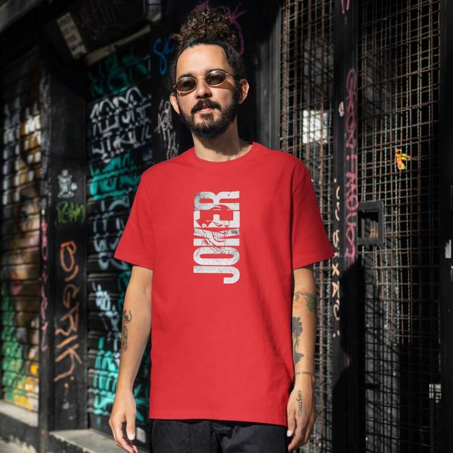 MALE T-SHIRT 100% COTTON T-SHIRT CASUAL STYLE JOKER PLAYER - Red - View 1