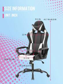 Office Chair Gaming Chair Desk Chair Ergonomic Racing Executive With Lumbar Support Adjustable Stool Swivel Rolling Computer Chair For Adults - 白色 - 查看 4