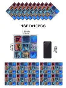 10pcs Colorful Mosaic Geometric Pattern Home Decoration PVC Imitation Ceramic Tile Wallpaper Wall Stickers, DIY Combination Self-Adhesive Wall Decor, Waterproof For Kitchen, Bathroom, Living Room, Bedroom, TV Background - Multicolor - View 13