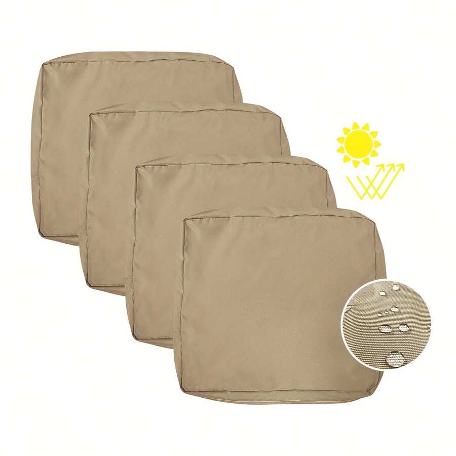 4pcs/2pcs Solid Color Outdoor Waterproof Patio Furniture Cushion Covers Chair Seat Replacement Cushion Cases Slipcovers For Garden Lawn Bench Porch Couch - Taupe1 - Xem 1