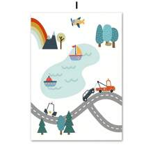 1pc Modern Nordic Style Canvas Print Painting Poster Cartoon Car Letter Number Children Wall Picture Art Studio Kids Room Home Decor Frameless, Wall Art