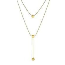 colar Aço titânio colar de camada dupla de nicho feminino high-end design sentido pequena cadeia de clavícula de contas 2023 novos acessórios simples da moda