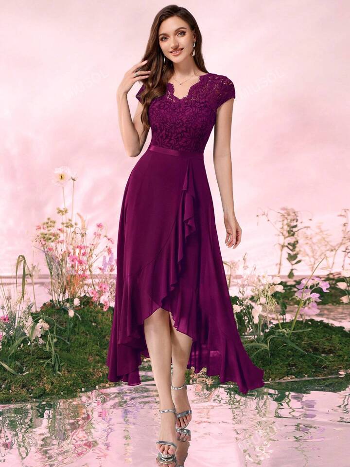 MAC DUGGAL フローラルフェミニンンレースカクテルドレス ピンク MAC DUGGAL フローラルフェミニンンレースカクテルドレス ピンク