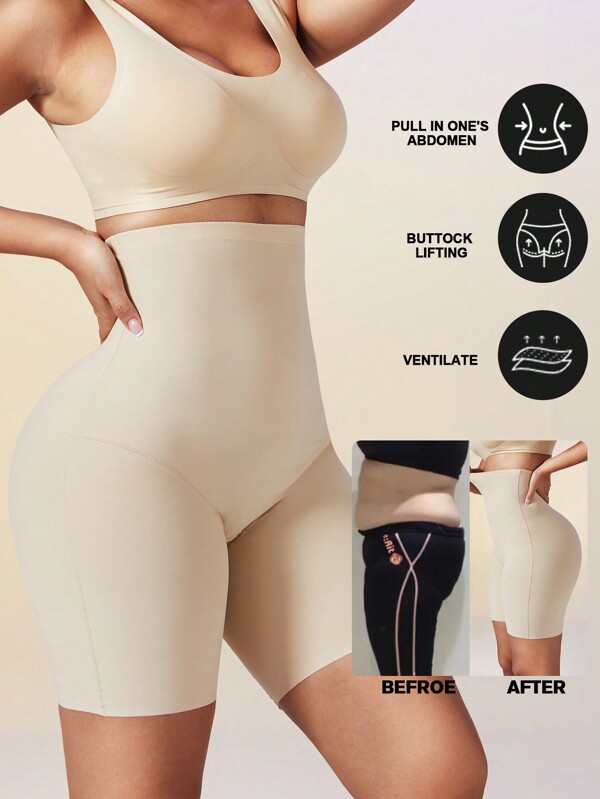 1 pieza Pantalón braga moldeador femenino de cintura alta invisible con control de abdomen, compresión firme, modelador corporal inferior, pantalones cortos lencería moldeadora sin costuras y malla corporal reductora