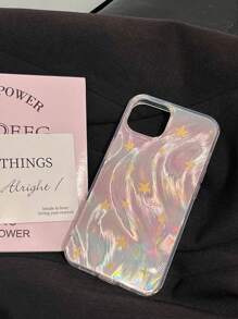 Apple New Large Hole Feather Chiffon IMD Gradient PC+TPU Colorful Protective Phone Case Compatible With IPhone 15 Pro Max, IPhone 14 Pro, IPhone 13 Pro Max, IPhone 12 Pro, IPhone 11, IPhone 15 Plus, Galaxy A04, Galaxy A32, Galaxy A52, Galaxy A72, Galaxy A33, Galaxy A23, Galaxy A34, Galaxy A35, Galaxy S23, Galaxy S24, Galaxy A34, Galaxy A25, Galaxy S21, Galaxy S20 Waterproof Shockproof Anti-Fall Scratch Resistant