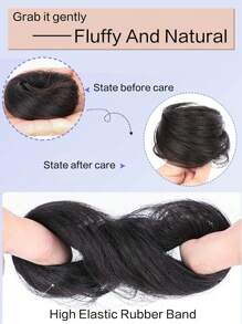 3 Inch Elastic Rubber Band Fake Hair Bun Synthetic Straight Chignon Clip In On Hair Tail Extension Updo Hair Bun Hair Piece For Women