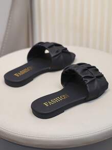 儿童时尚一脚蹬凉鞋夏季平底鞋新款系带凉鞋高跟可爱女童沙滩鞋 - 黑色 - 查看 6