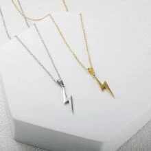 1 chiếc vòng cổ mặt dây chuyền hình tia sét bằng thép không gỉ thời trang, phù hợp cho nam, trang sức quyến rũ dùng hàng ngày cho cặp đôi, mặt dây chuyền phong cách Punk Hip-Hop làm quà tặng Ngày của cha cho trường học, phụ kiện Halloween, phụ kiện thời trang đường phố, phụ kiện quần jean - Nhiều màu - Xem 2