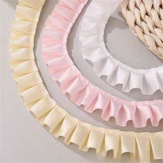 5m/Pack 2.5cm Width Ruched Floral Lace Trim, DIY Clothing & Doll Decoration