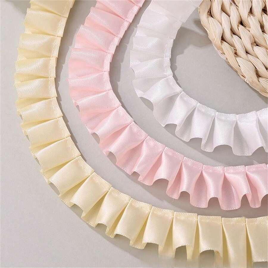 5 米/包 2.5 厘米宽褶皱花卉蕾丝花边，DIY 服装和玩偶装饰 - 彩色 - 查看 1