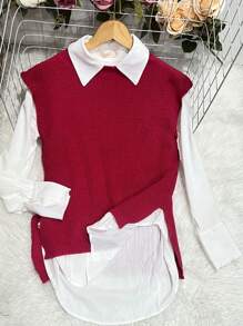 Fashion Modal Long Knit Vest New 2024 - Purple - View 1