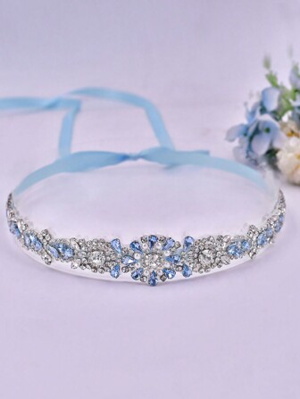 Latest Design Light Blue Women's Dress Belt, European & American Style Wedding Accessory, Suitable For Evening Dress, Gown, Party, Concert/Festival, Wedding