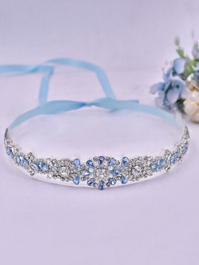 Latest Design Light Blue Women's Dress Belt, European & American Style Wedding Accessory, Suitable For Evening Dress, Gown, Party, Concert/Festival, Wedding