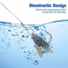 20 件/盒仿生飞蝇钓鱼饵 - 2024 新款鳟鱼游泳饵干蝇鲈鱼飞蝇钓鱼诱饵套装，咸水和淡水