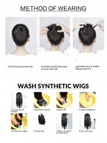 3 Inch Elastic Rubber Band Fake Hair Bun Synthetic Straight Chignon Clip In On Hair Tail Extension Updo Hair Bun Hair Piece For Women