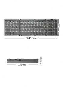Tastiera Bluetooth pieghevole multi-dispositivo B089 con tastierino numerico, tastiera wireless ricaricabile (BT5.1 x 3), tastiera pieghevole tascabile portatile compatibile con iOS Android Windows Mac OS