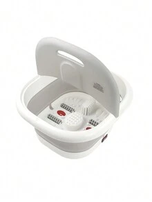 Bañera automática de pies con calefacción, bañera de pies plegable de magnetoterapia para la salud, bañera de pies con aeración por ondas, rodillos de masaje y infrarrojos, bañera de pies automática con calefacción y masaje para uso en el hogar. - Gris - Ver 8