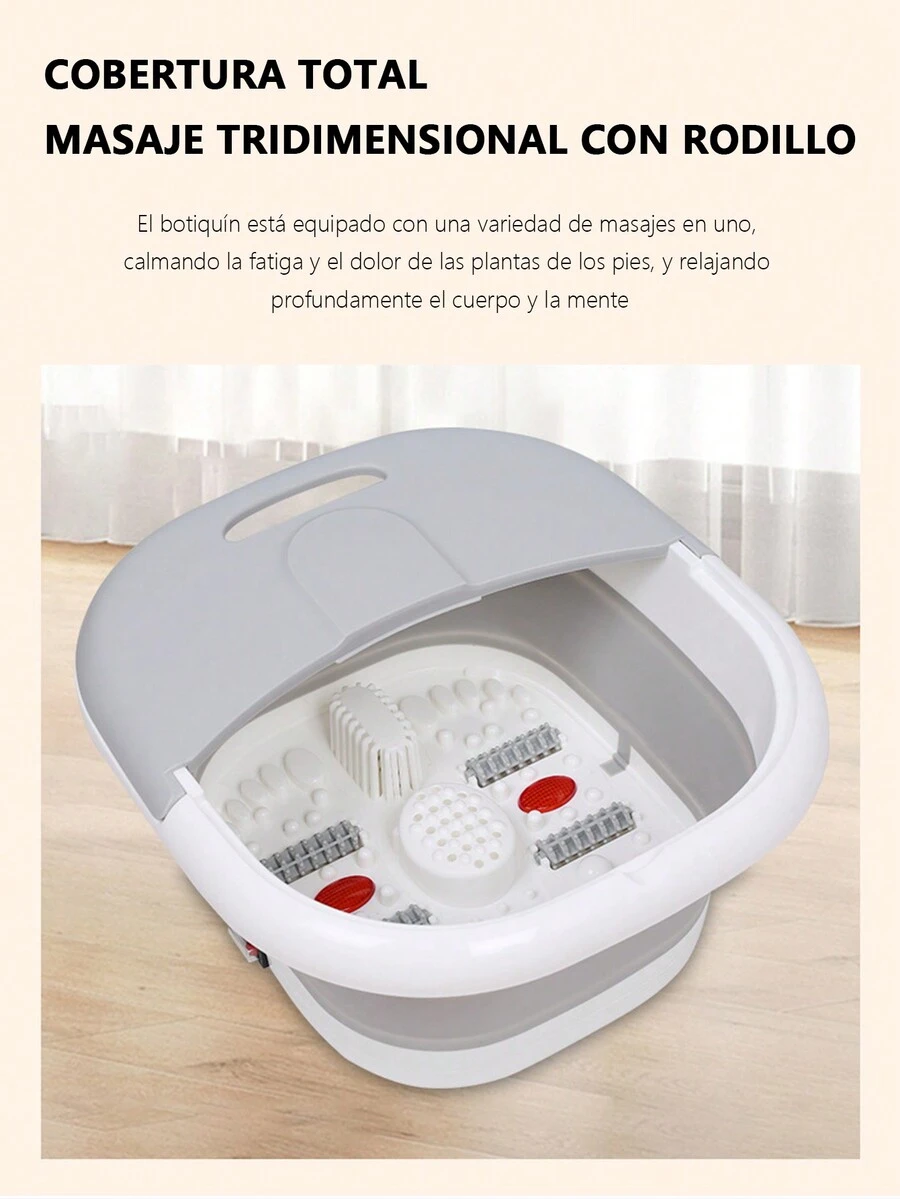 Bañera automática de pies con calefacción, bañera de pies plegable de magnetoterapia para la salud, bañera de pies con aeración por ondas, rodillos de masaje y infrarrojos, bañera de pies automática con calefacción y masaje para uso en el hogar.