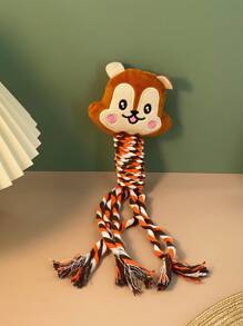 1 pièce Jouet à mâcher en forme d'écureuil en peluche douce avec corde, jouet de dentition interactif pour chiot