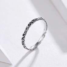 WOSTU 1pc 925 Sterling Zilver Vintage Bloemenpatroon Stuk Ring Dames Sieraden Fijne sieraden Dagelijks gebruik Geschenken