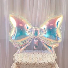 Colorful Transparent Bow Foil Balloons, Birthday Party Anniversary Background Decor,Christmas - Multicolor - View 2