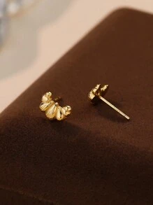Pendientes con forma de croissant de plata de ley 925, diseño único de estilo francés vintage, adecuado para uso diario, regalo para mujeres, madres, novias, Pascua/Día de San Valentín