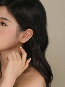 Pendientes con forma de croissant de plata de ley 925, diseño único de estilo francés vintage, adecuado para uso diario, regalo para mujeres, madres, novias, Pascua/Día de San Valentín