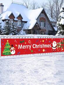 1 件 40*200 厘米圣诞快乐圣诞老人圣诞树雪人麋鹿图案横幅，户外圣诞横幅装饰，圣诞节室内外悬挂装饰圣诞节假期派对装饰用品 - 彩色 - 查看 2
