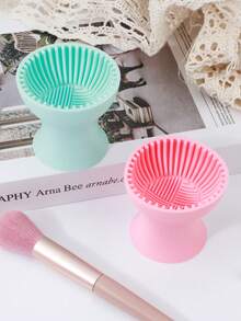 1 pieza Taza de limpieza de pinceles de maquillaje de silicona, limpiador portátil de esponjas de maquillaje - Multicolor - Ver 5