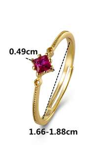 Flyleaf 1pc Delicate 925 Sterling Silver Rose Pink Cubic Zirconia Geometric Square Open Ring, Suitable For Daily Wear Luxury Jewelry