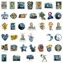 40 件梵高艺术画贴纸包 | 乙烯基美学贴纸，适用于剪贴簿、日记、笔记本电脑、保险杠、滑板、水瓶、电脑、手机、卡通、安全帽、汽车贴纸