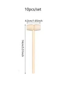 10Pcs Mini Wooden Hammers For Chocolate, Small Wooden Mallets For Breakable Chocolate Heart,Crafts And Party Game Props - Apricot - View 3
